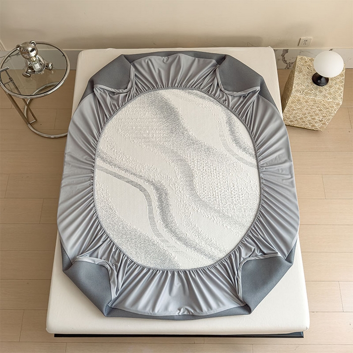 91家纺网 家纺一手货源 找家纺 莱家富 2026新款冰丝凉席子夏天家用凉感值过0.21冰豆豆A类母婴级床单床笠可机洗-云 床笠款岩石灰