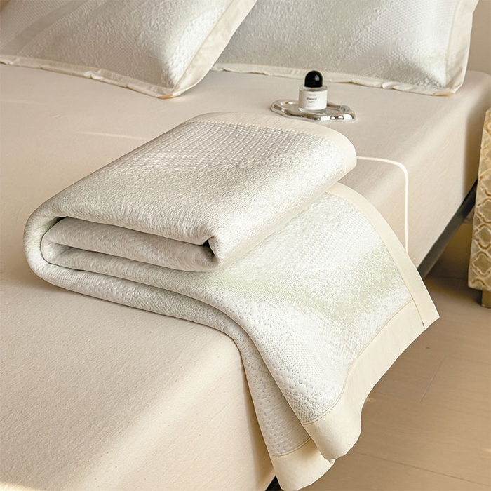 91家纺网 家纺一手货源 找家纺 莱家富 2026新款冰丝凉席子夏天家用凉感值过0.21冰豆豆A类母婴级床单床笠可机洗-云 床席款格兰绿