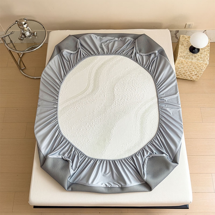 91家纺网 家纺一手货源 找家纺 莱家富 2026新款冰丝凉席子夏天家用凉感值过0.21冰豆豆A类母婴级床单床笠可机洗-云 床笠款格兰绿