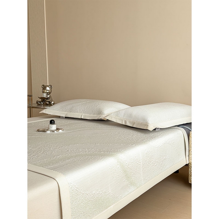 91家纺网 家纺一手货源 找家纺 莱家富 2026新款冰丝凉席子夏天家用凉感值过0.21冰豆豆A类母婴级床单床笠可机洗-云 床席款格兰绿