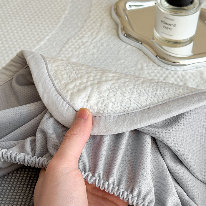 91家纺网 家纺一手货源 找家纺 莱家富 2026新款冰丝凉席子夏天家用凉感值过0.21冰豆豆A类母婴级床单床笠可机洗-云 床笠款点点蓝