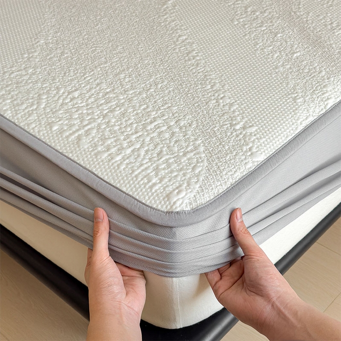 91家纺网 家纺一手货源 找家纺 莱家富 2026新款冰丝凉席子夏天家用凉感值过0.21冰豆豆A类母婴级床单床笠可机洗-云 床笠款蜜糖咖