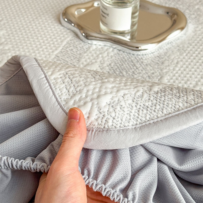 91家纺网 家纺一手货源 找家纺 莱家富 2026新款冰丝凉席子夏天家用凉感值过0.21冰豆豆A类母婴级床单床笠可机洗-云 床笠款雪花浅灰