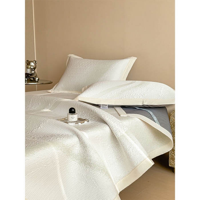 91家纺网 家纺一手货源 找家纺 莱家富 2026新款冰丝凉席子夏天家用凉感值过0.21冰豆豆A类母婴级床单床笠可机洗-云 床席款格兰绿