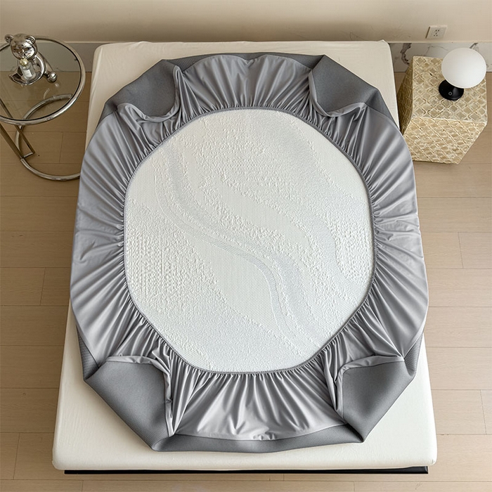 91家纺网 家纺一手货源 找家纺 莱家富 2026新款冰丝凉席子夏天家用凉感值过0.21冰豆豆A类母婴级床单床笠可机洗-云 床笠款点点蓝