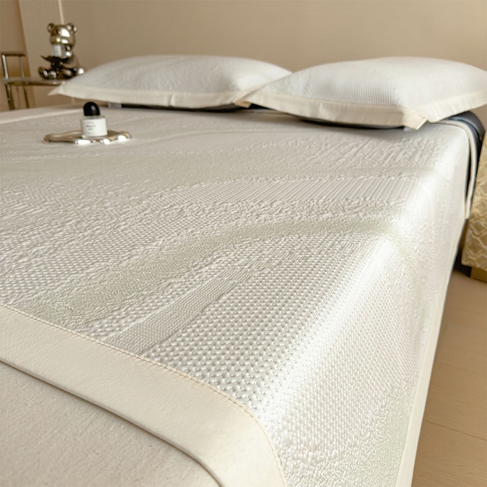 91家纺网 家纺一手货源 找家纺 莱家富 2026新款冰丝凉席子夏天家用凉感值过0.21冰豆豆A类母婴级床单床笠可机洗-云 床席款格兰绿