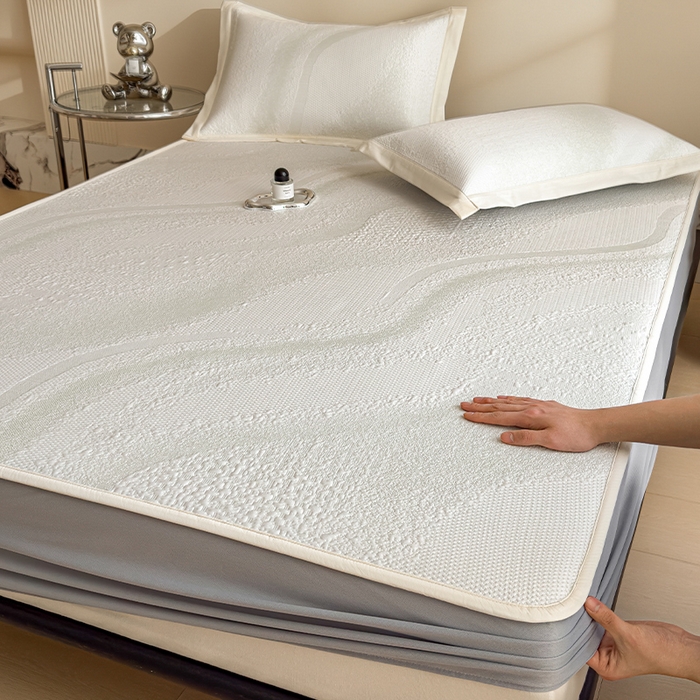 91家纺网 家纺一手货源 找家纺 （总）莱家富 2026新款冰丝凉席子夏天家用凉感值过0.21冰豆豆A类母婴级床单床笠可机洗-云