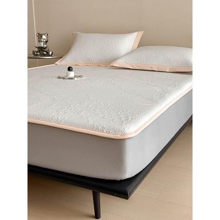 91家纺网 家纺一手货源 找家纺 莱家富 2026新款冰丝凉席子夏天家用凉感值过0.21冰豆豆A类母婴级床单床笠可机洗-云 床笠款肉桂粉