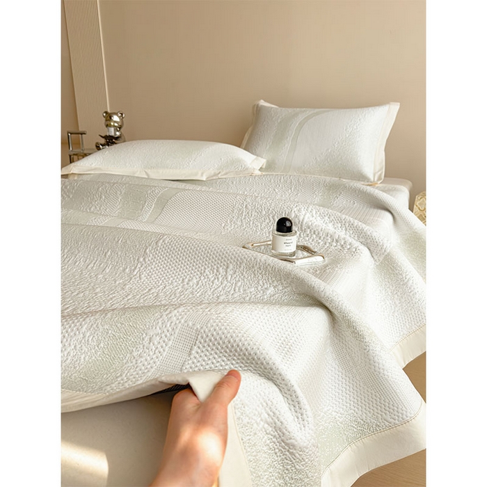 91家纺网 家纺一手货源 找家纺 莱家富 2026新款冰丝凉席子夏天家用凉感值过0.21冰豆豆A类母婴级床单床笠可机洗-云 床席款格兰绿