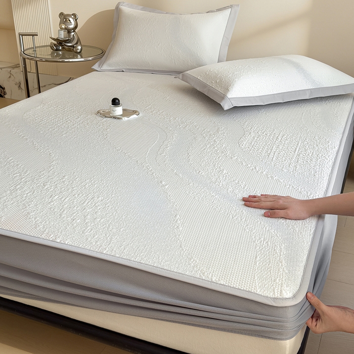 莱家富 2026新款冰丝凉席子夏天家用凉感值过0.21冰豆豆A类母婴级床单床笠可机洗-云 床笠款点点蓝