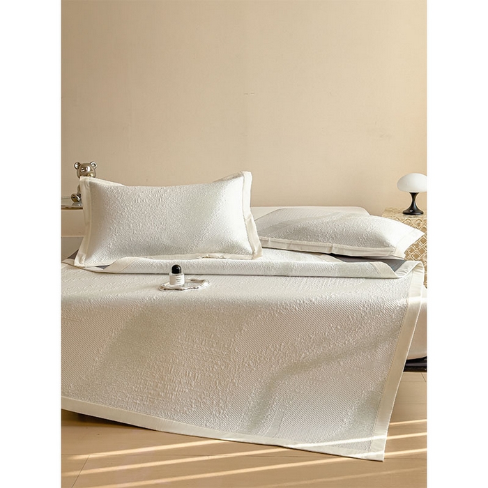 91家纺网 家纺一手货源 找家纺 莱家富 2026新款冰丝凉席子夏天家用凉感值过0.21冰豆豆A类母婴级床单床笠可机洗-云 床席款格兰绿