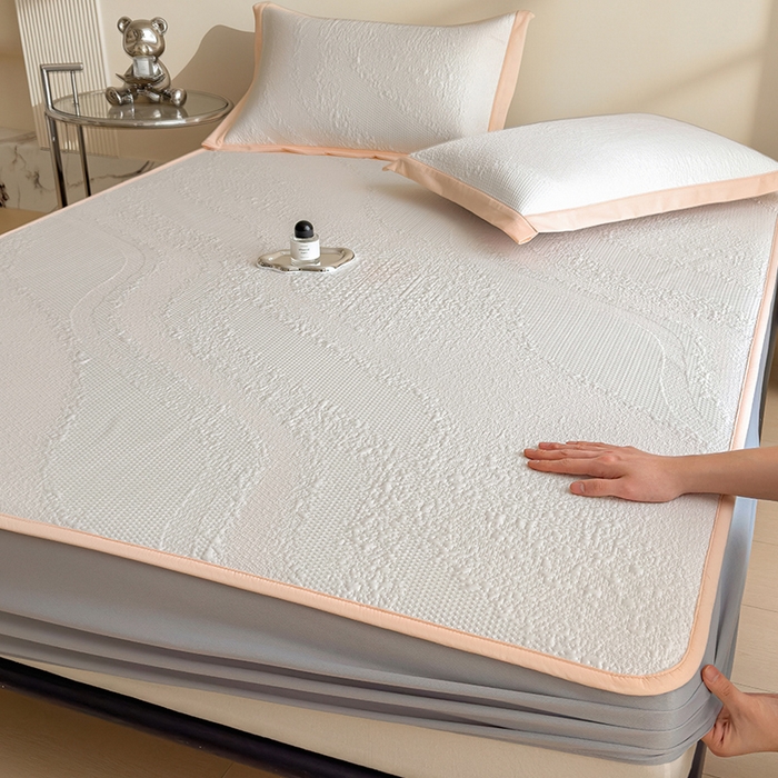 91家纺网 家纺一手货源 找家纺 （总）莱家富 2026新款冰丝凉席子夏天家用凉感值过0.21冰豆豆A类母婴级床单床笠可机洗-云