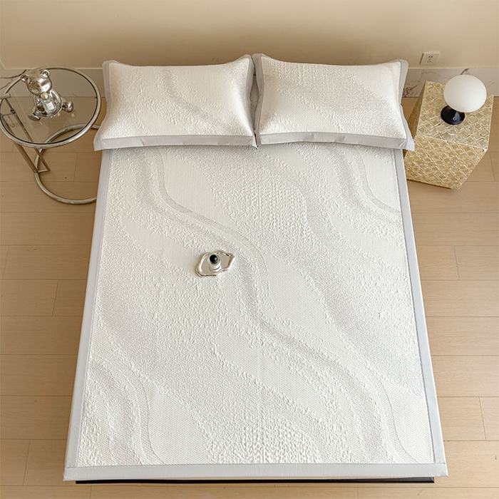 91家纺网 家纺一手货源 找家纺 莱家富 2026新款冰丝凉席子夏天家用凉感值过0.21冰豆豆A类母婴级床单床笠可机洗-云 床席款蜜糖咖