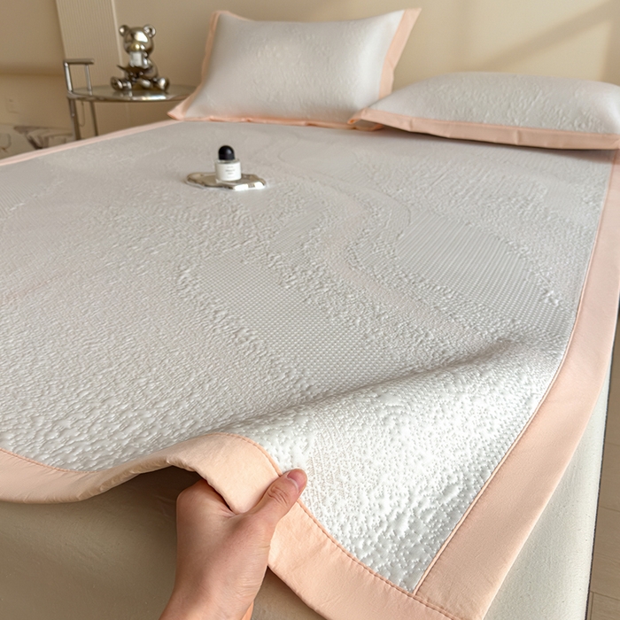 莱家富 2026新款冰丝凉席子夏天家用凉感值过0.21冰豆豆A类母婴级床单床笠可机洗-云 床席款肉桂粉