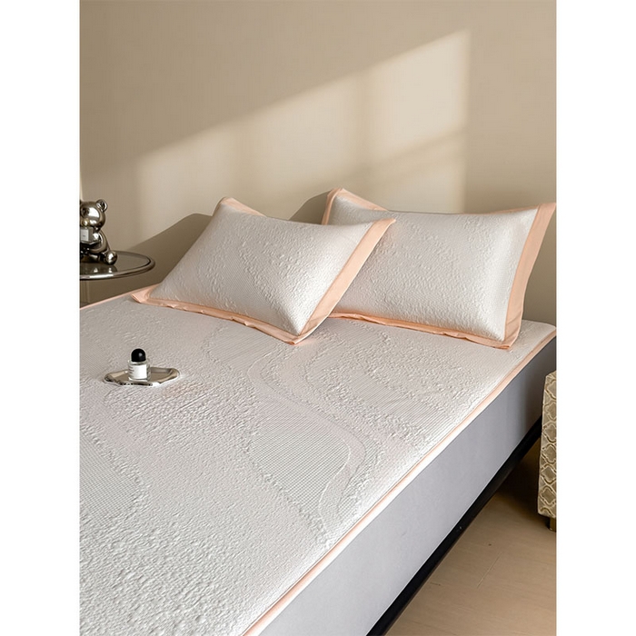 91家纺网 家纺一手货源 找家纺 莱家富 2026新款冰丝凉席子夏天家用凉感值过0.21冰豆豆A类母婴级床单床笠可机洗-云 床笠款肉桂粉