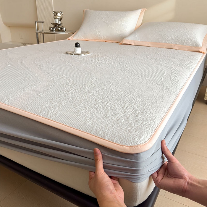 91家纺网 家纺一手货源 找家纺 莱家富 2026新款冰丝凉席子夏天家用凉感值过0.21冰豆豆A类母婴级床单床笠可机洗-云 床笠款肉桂粉