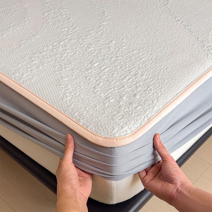 91家纺网 家纺一手货源 找家纺 莱家富 2026新款冰丝凉席子夏天家用凉感值过0.21冰豆豆A类母婴级床单床笠可机洗-云 床笠款肉桂粉