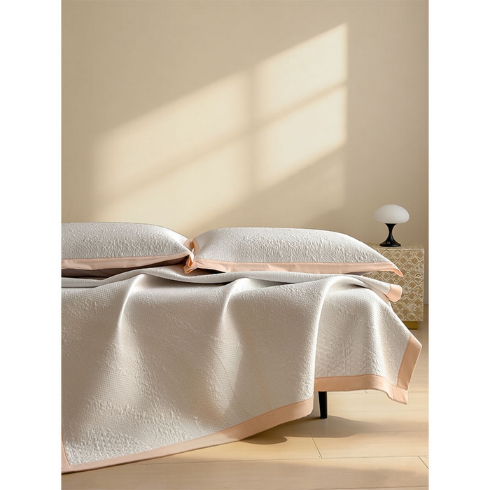 91家纺网 家纺一手货源 找家纺 莱家富 2026新款冰丝凉席子夏天家用凉感值过0.21冰豆豆A类母婴级床单床笠可机洗-云 床席款肉桂粉