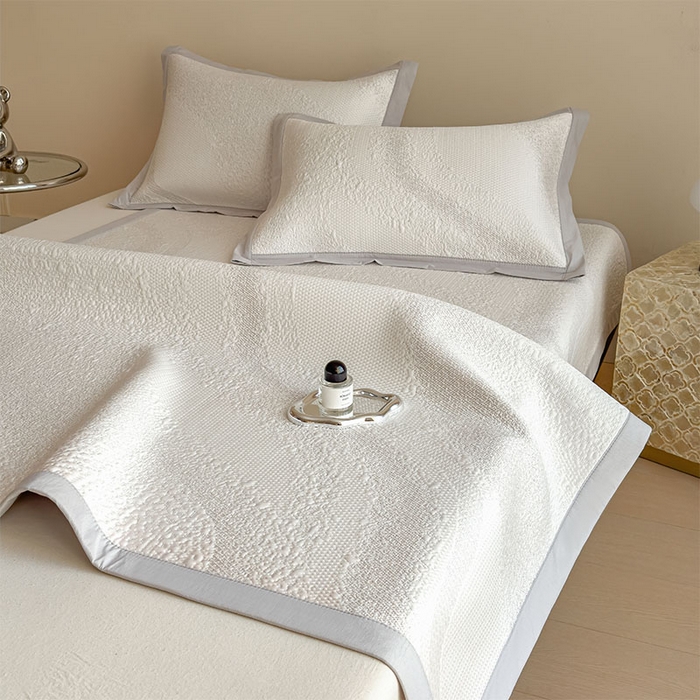 91家纺网 家纺一手货源 找家纺 莱家富 2026新款冰丝凉席子夏天家用凉感值过0.21冰豆豆A类母婴级床单床笠可机洗-云 床席款蜜糖咖