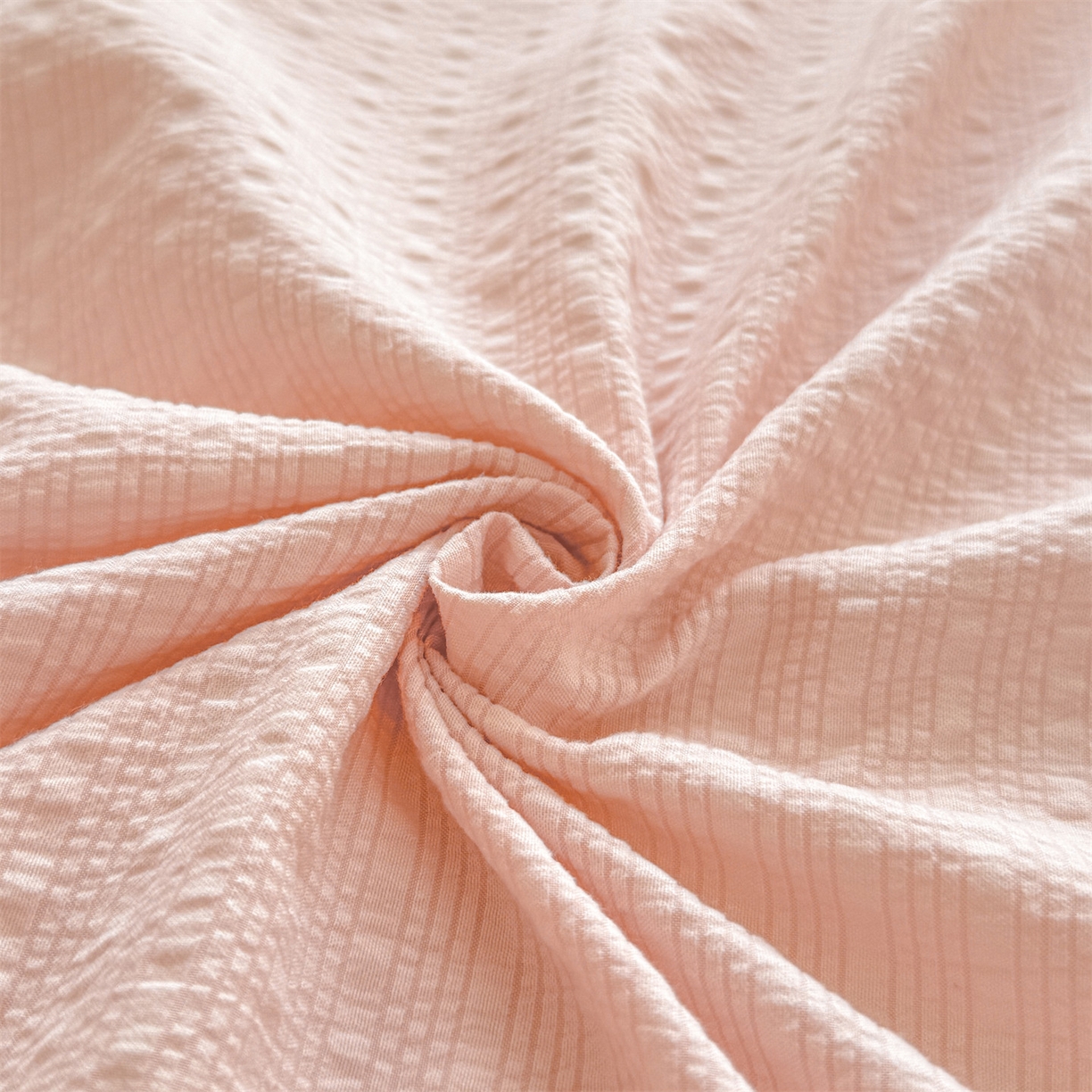 91家纺网 家纺一手货源 找家纺 女子家纺 2026新款亲肤泡芙纱印花床笠单床笠床笠单件 芙蓉粉