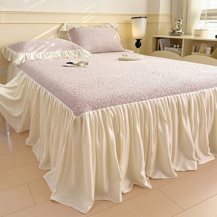 莱家富 2026新款夏季凉感公主风冰豆豆花边凉席床裙款凉感值过0.21三件套可机洗冰丝空 豆豆物语-流连紫