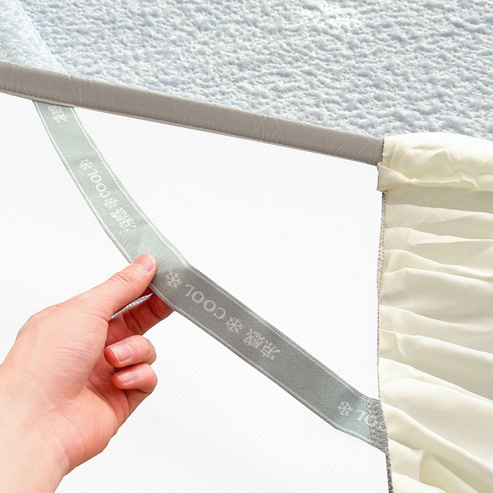 91家纺网 家纺一手货源 找家纺 莱家富 2026新款夏季凉感公主风冰豆豆花边凉席床裙款凉感值过0.21三件套可机洗冰丝空 豆豆物语-天空蓝