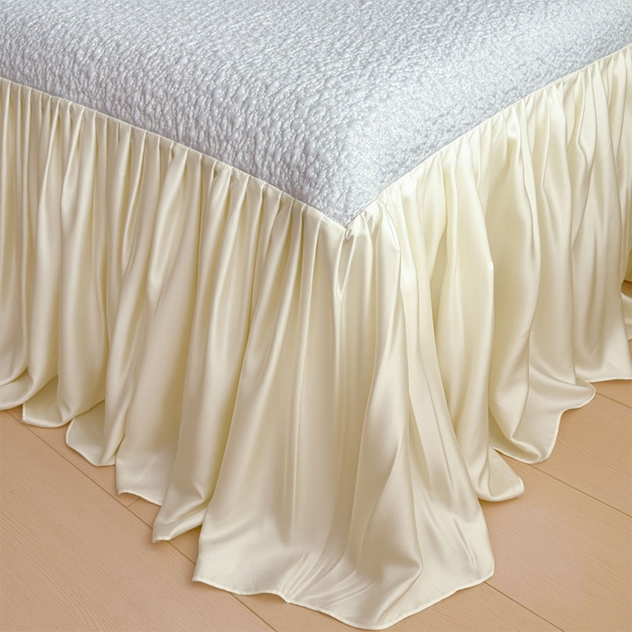 91家纺网 家纺一手货源 找家纺 莱家富 2026新款夏季凉感公主风冰豆豆花边凉席床裙款凉感值过0.21三件套可机洗冰丝空 豆豆物语-微微蓝