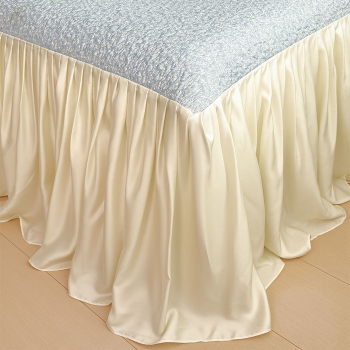 91家纺网 家纺一手货源 找家纺 莱家富 2026新款夏季凉感公主风冰豆豆花边凉席床裙款凉感值过0.21三件套可机洗冰丝空 豆豆物语-天空蓝