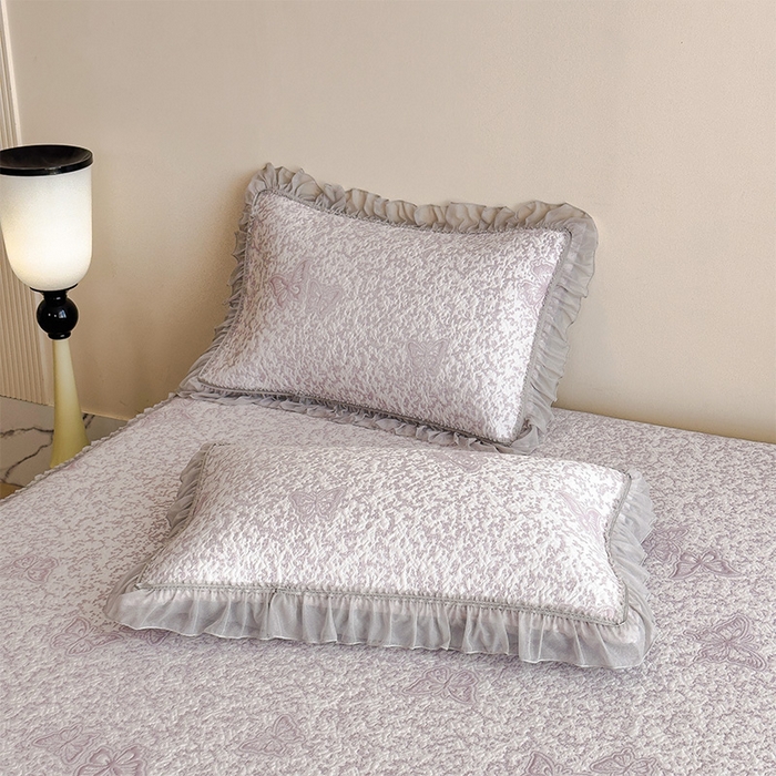 91家纺网 家纺一手货源 找家纺 （总）莱家富 2026新款公主风凉感值过0.21空调席子软席冰豆豆凉席三件套-蝴蝶床裙款