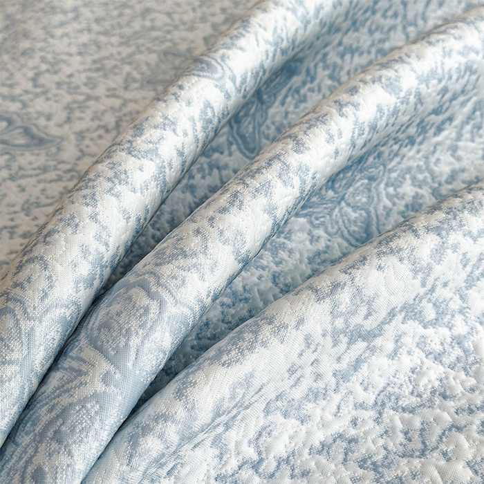 91家纺网 家纺一手货源 找家纺 莱家富 2026新款公主风凉感值过0.21空调席子软席冰豆豆凉席三件套-蝴蝶床裙款 蝶舞花语-清新蓝