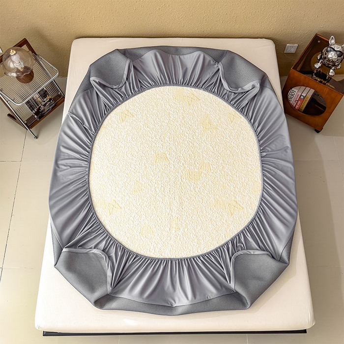 91家纺网 家纺一手货源 找家纺 莱家富 2026新款公主风凉感值过0.21空调席子软席冰豆豆凉席三件套-蝴蝶蝶舞花语系列 床笠款蝶舞花语-泡泡黄