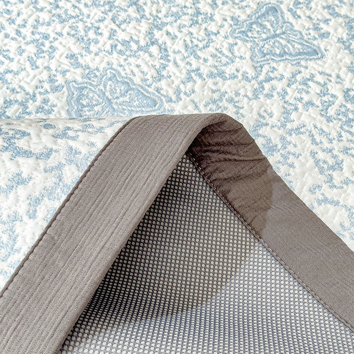 91家纺网 家纺一手货源 找家纺 莱家富 2026新款公主风凉感值过0.21空调席子软席冰豆豆凉席三件套-蝴蝶蝶舞花语系列 床席款蝶舞花语-清新蓝