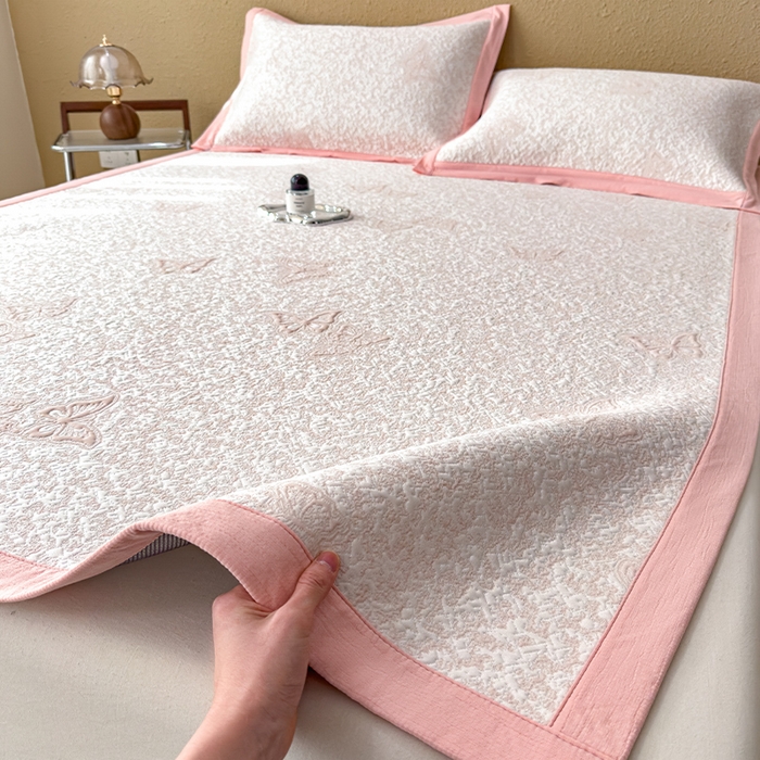 莱家富 2026新款公主风凉感值过0.21空调席子软席冰豆豆凉席三件套-蝴蝶蝶舞花语系列 床席款蝶舞花语-蝴蝶粉