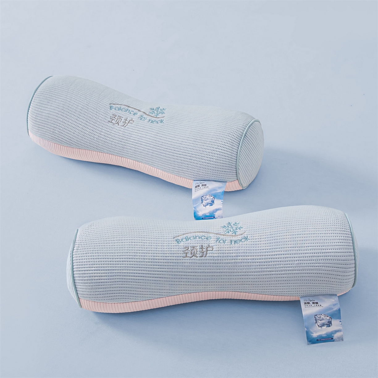 麦肯锡 2026新款柔纹花眠小蛮腰荞麦护颈枕枕头枕芯 蓝拼粉