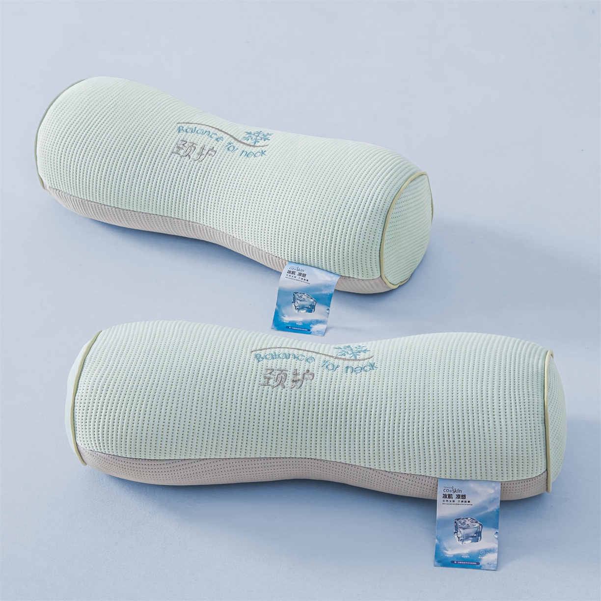 麦肯锡 2026新款柔纹花眠小蛮腰荞麦护颈枕枕头枕芯 绿拼灰