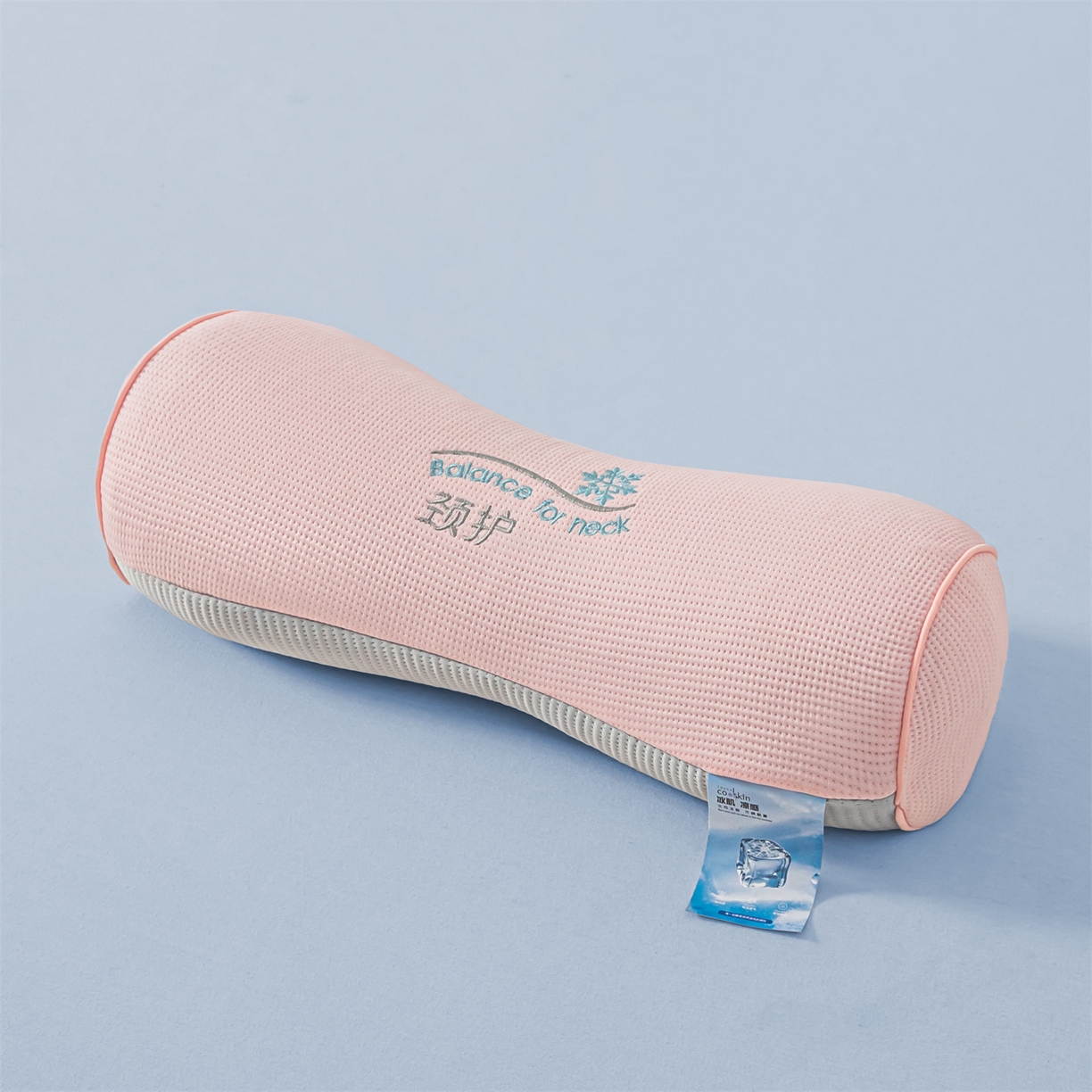 91家纺网 家纺一手货源 找家纺 麦肯锡 2026新款柔纹花眠小蛮腰荞麦护颈枕枕头枕芯 粉拼灰