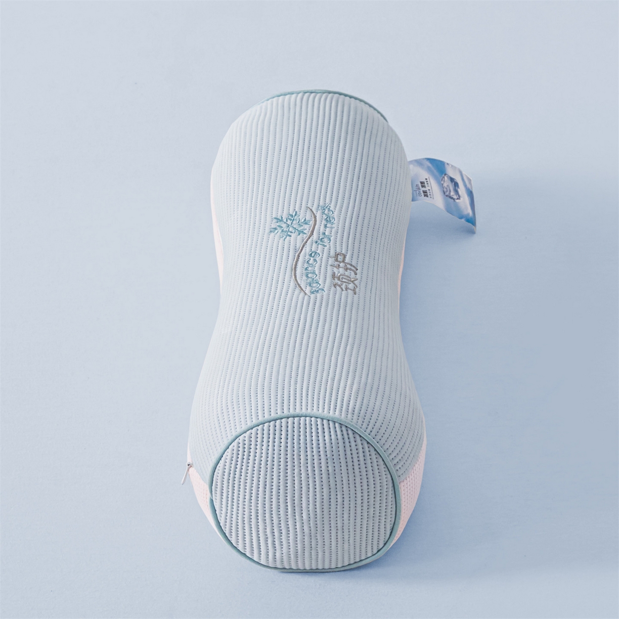 91家纺网 家纺一手货源 找家纺 麦肯锡 2026新款柔纹花眠小蛮腰荞麦护颈枕枕头枕芯 蓝拼粉