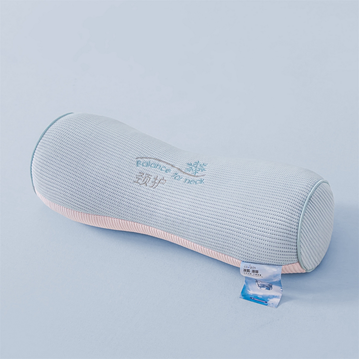 91家纺网 家纺一手货源 找家纺 麦肯锡 2026新款柔纹花眠小蛮腰荞麦护颈枕枕头枕芯 蓝拼粉