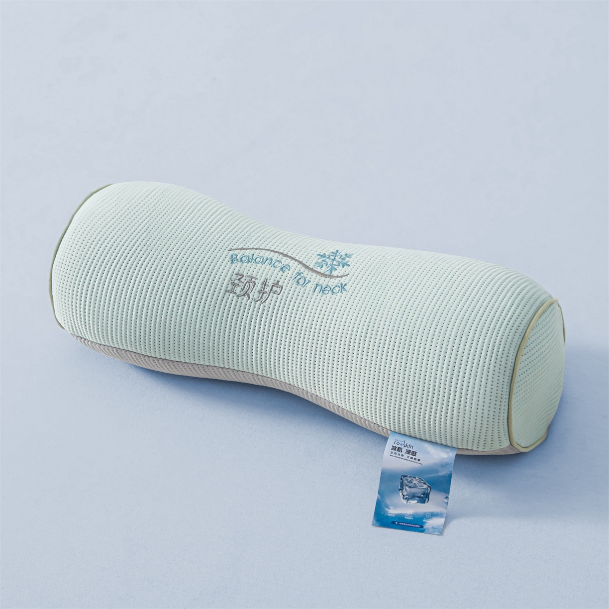 91家纺网 家纺一手货源 找家纺 麦肯锡 2026新款柔纹花眠小蛮腰荞麦护颈枕枕头枕芯 绿拼灰