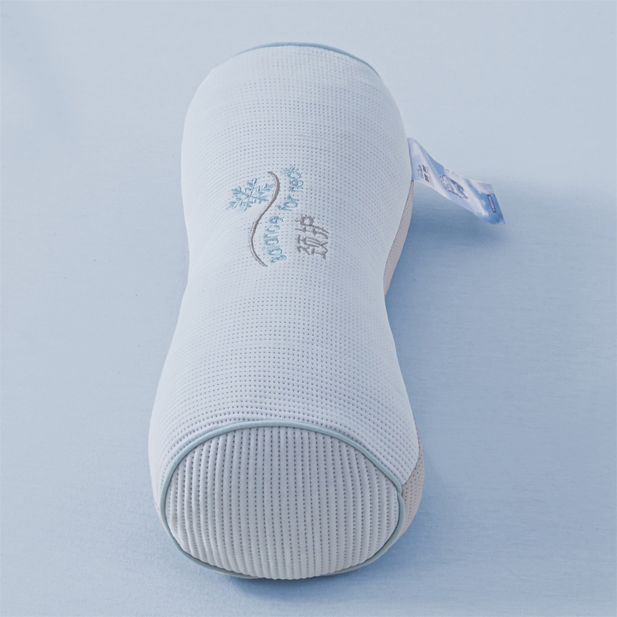 91家纺网 家纺一手货源 找家纺 麦肯锡 2026新款柔纹花眠小蛮腰荞麦护颈枕枕头枕芯 蓝拼灰