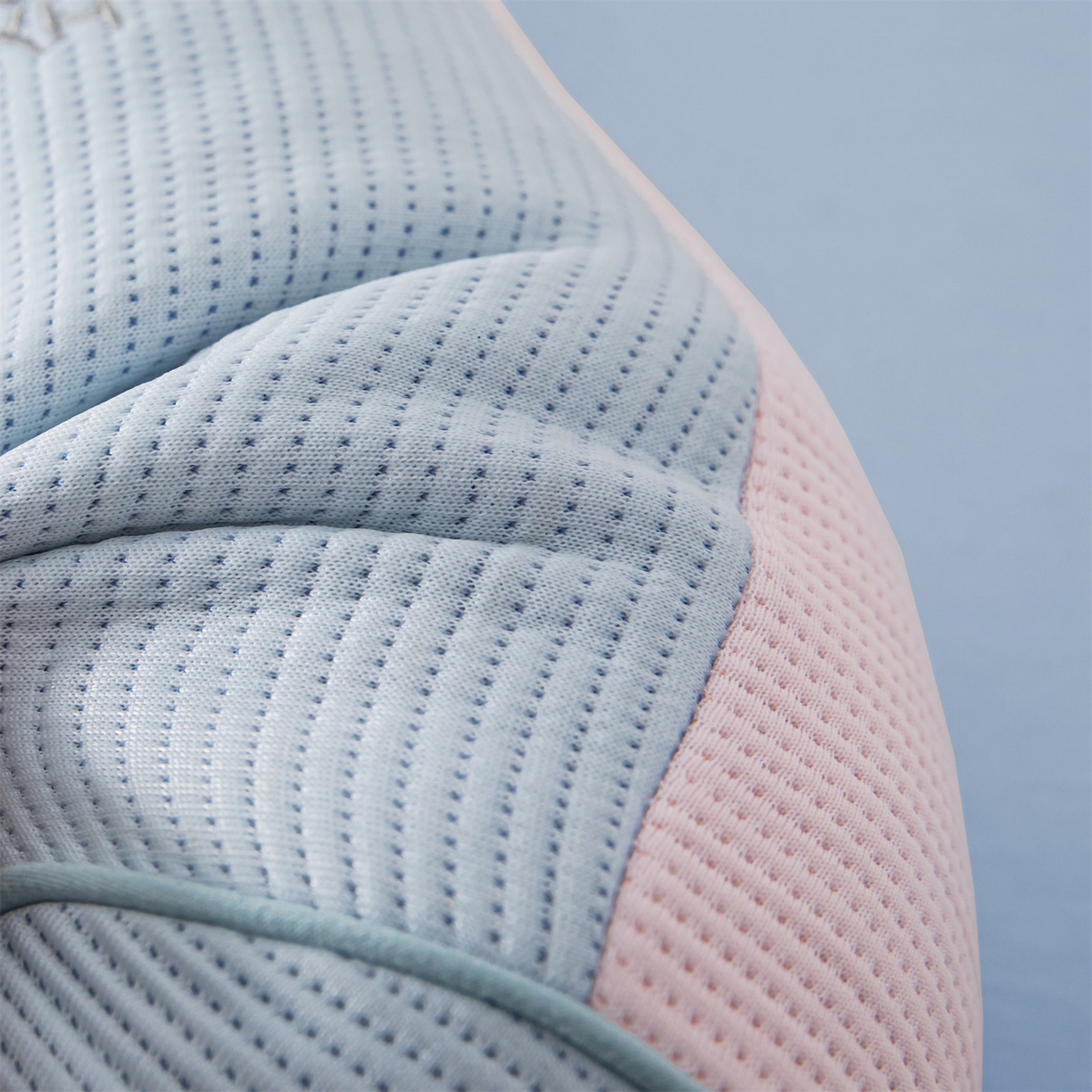 91家纺网 家纺一手货源 找家纺 麦肯锡 2026新款柔纹花眠小蛮腰荞麦护颈枕枕头枕芯 蓝拼粉