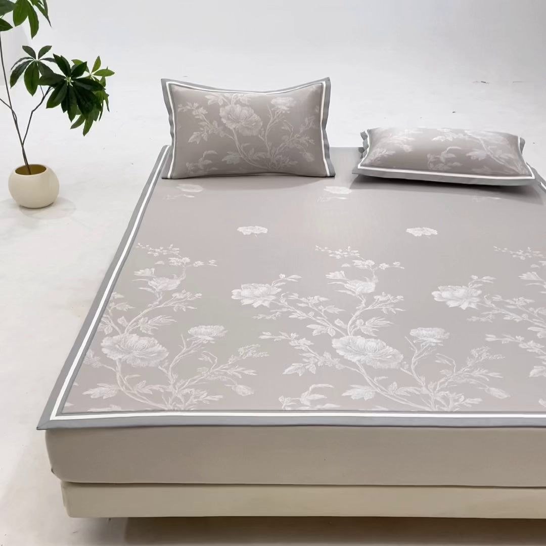 91家纺网 家纺一手货源 找家纺 （总）小牛席业 2026新款牡丹清凉大提花冰丝席凉席席子