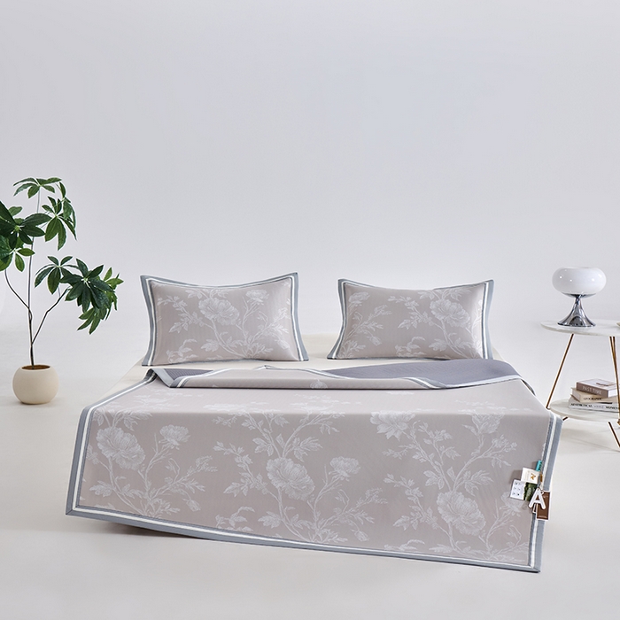 91家纺网 家纺一手货源 找家纺 （总）小牛席业 2026新款牡丹清凉大提花冰丝席凉席席子