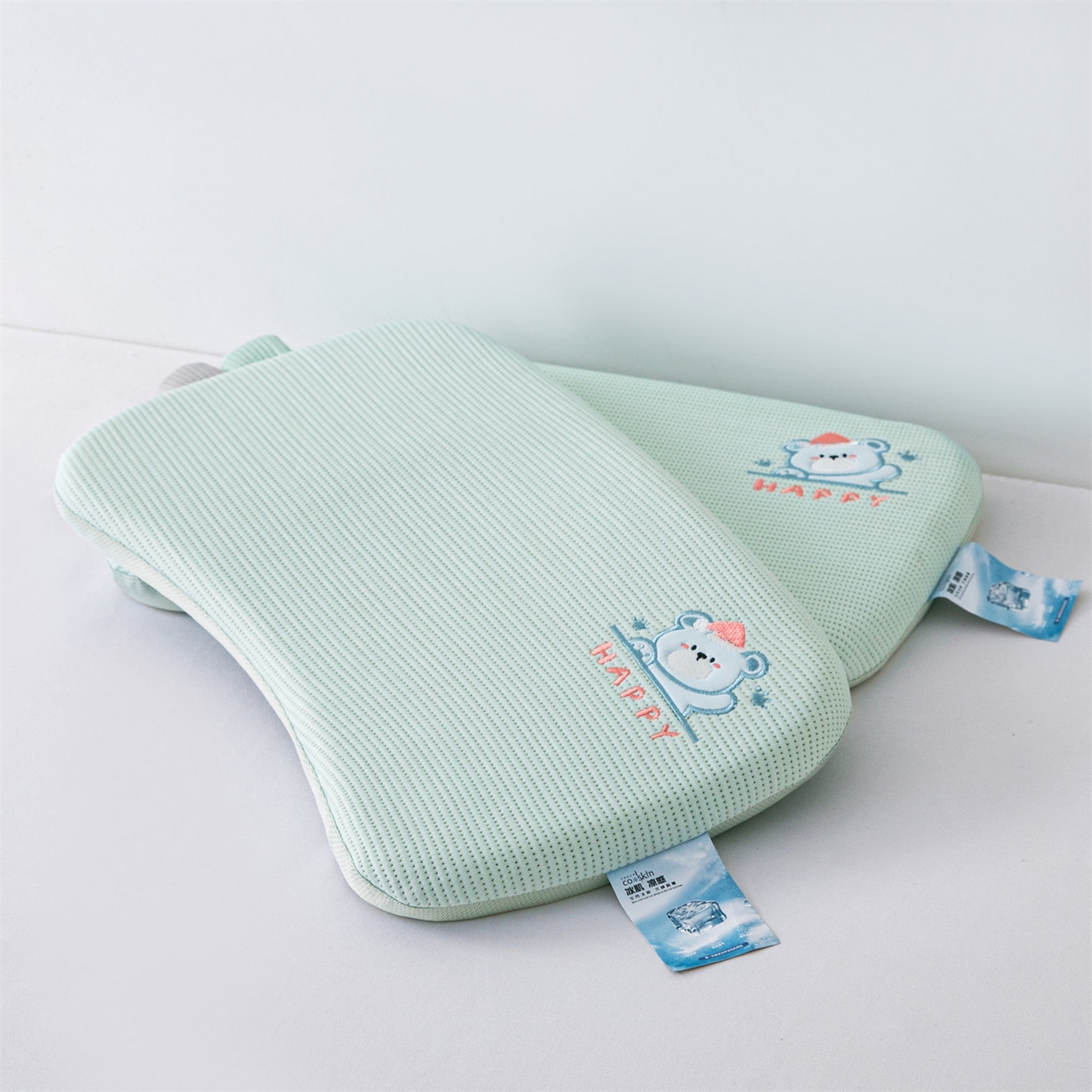 91家纺网 家纺一手货源 找家纺 麦肯锡 2026新款柔纹花眠婴童记忆枕枕头枕芯 绿色