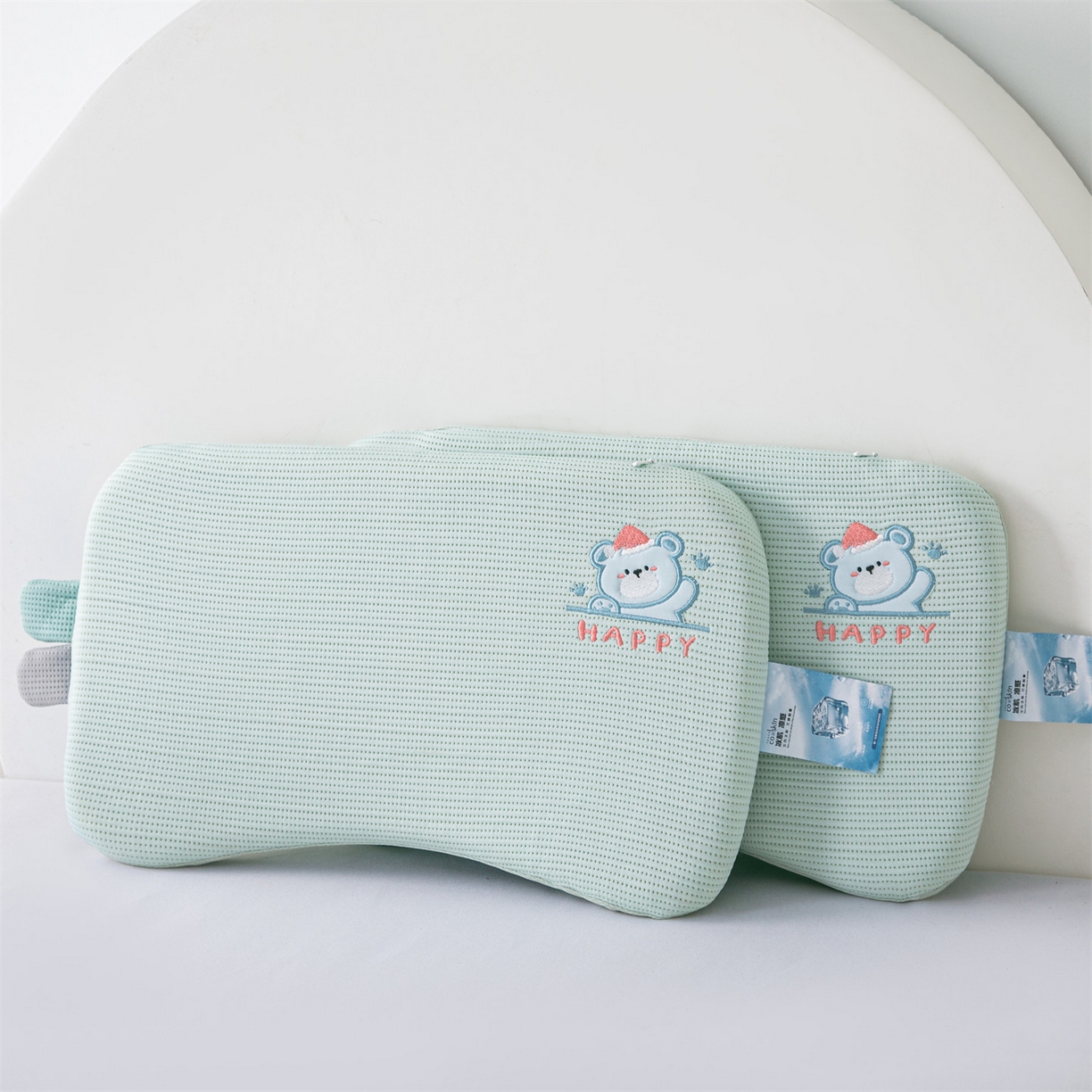 91家纺网 家纺一手货源 找家纺 麦肯锡 2026新款柔纹花眠婴童记忆枕枕头枕芯 绿色