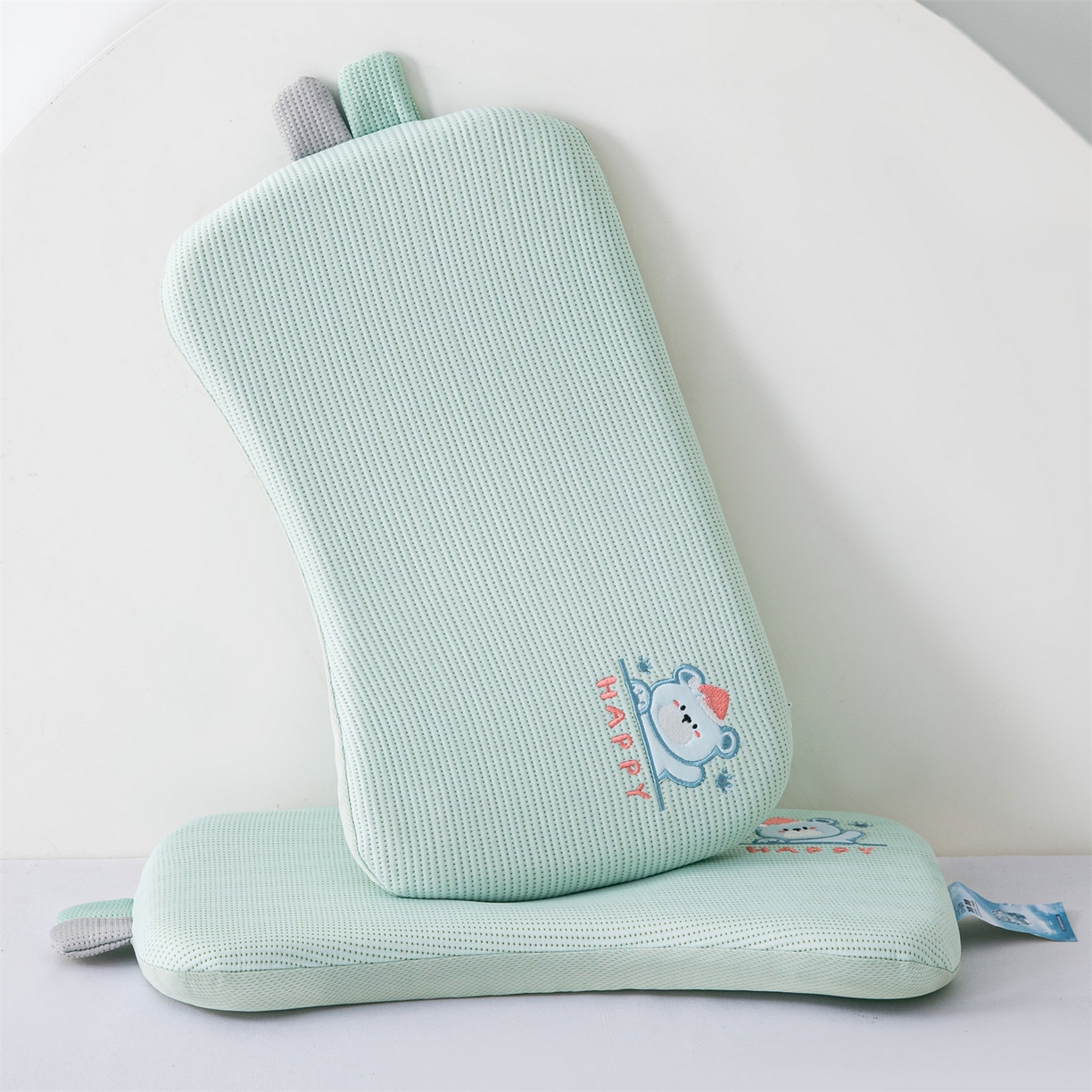 91家纺网 家纺一手货源 找家纺 麦肯锡 2026新款柔纹花眠婴童记忆枕枕头枕芯 绿色