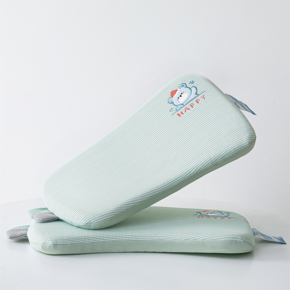 91家纺网 家纺一手货源 找家纺 麦肯锡 2026新款柔纹花眠婴童记忆枕枕头枕芯 绿色