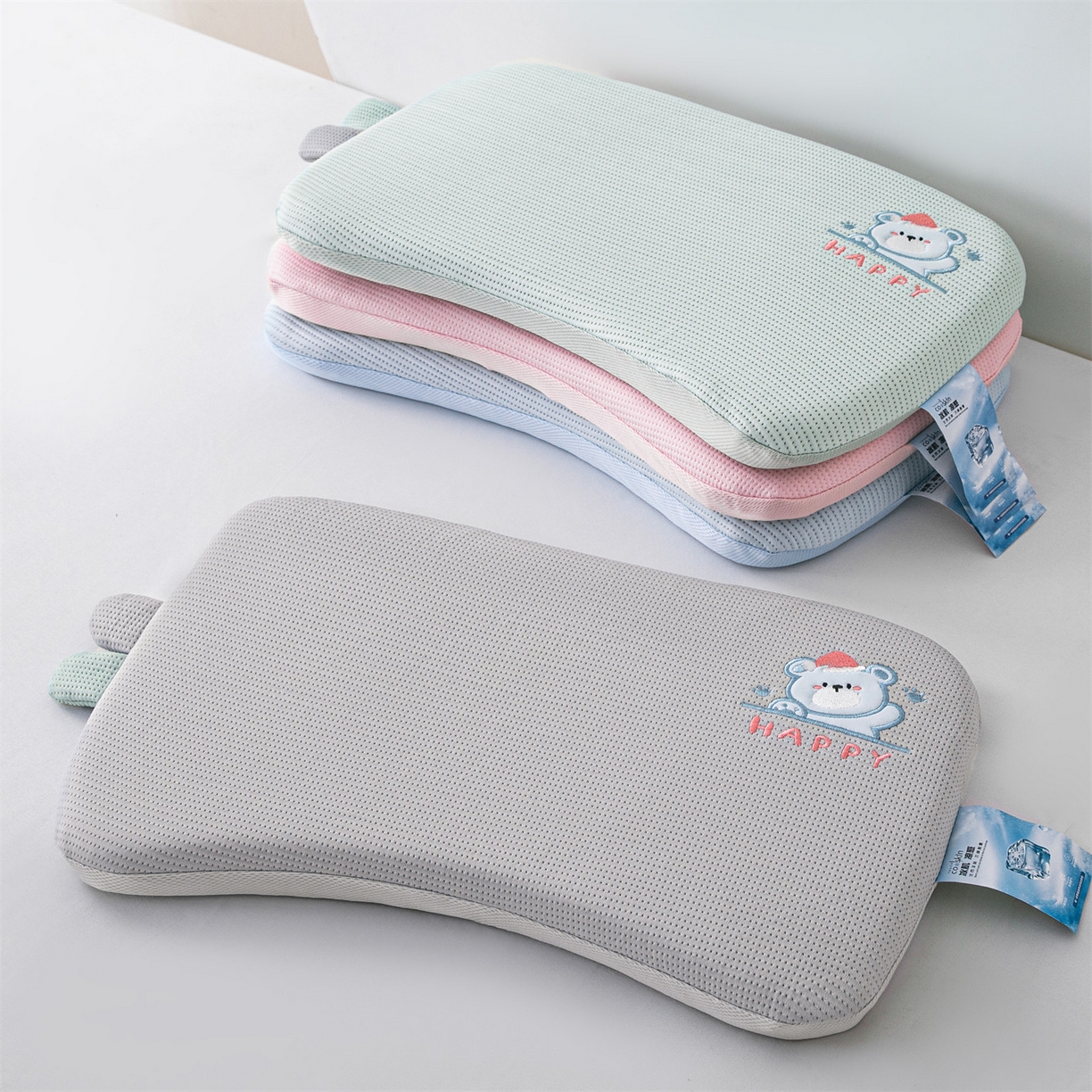 91家纺网 家纺一手货源 找家纺 麦肯锡 2026新款柔纹花眠婴童记忆枕枕头枕芯 组合图仅供展示不可下单