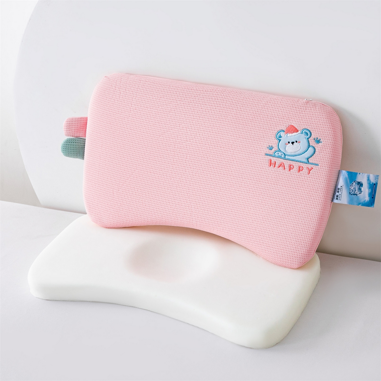 91家纺网 家纺一手货源 找家纺 麦肯锡 2026新款柔纹花眠婴童记忆枕枕头枕芯 粉色