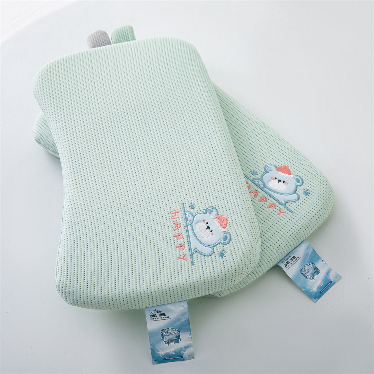 91家纺网 家纺一手货源 找家纺 麦肯锡 2026新款柔纹花眠婴童记忆枕枕头枕芯 绿色